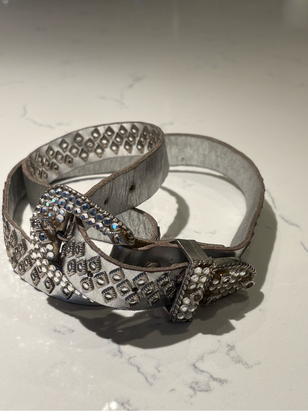 Vintage Michael Morrison Leather Silver Retro Glam Belt
